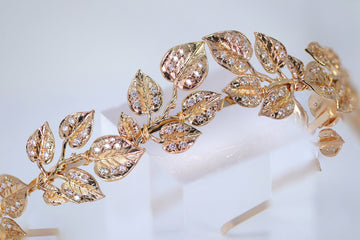 Swarovski Crystal Eternal Rose Vine Leaves Queen Tiara/Headband , Bridal Crown, Wedding Tiara, Pearl Crown.